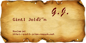 Gintl Jolán névjegykártya